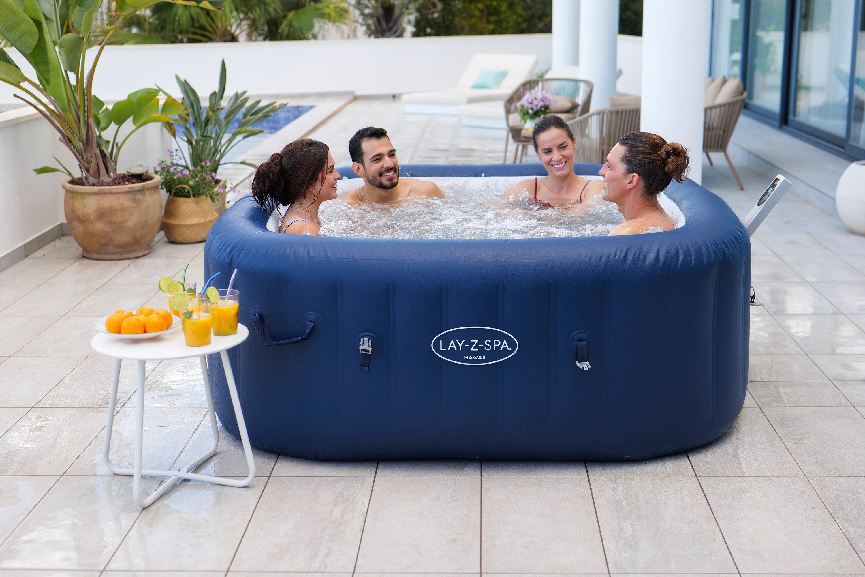 Bestway Whirlpool LAY-Z-SPA Hawaii AirJet, Kunststoffbecken, (Set, Inkl. App-Steuerung, für max. 6 Personen), 180 x 180 x 71 cm