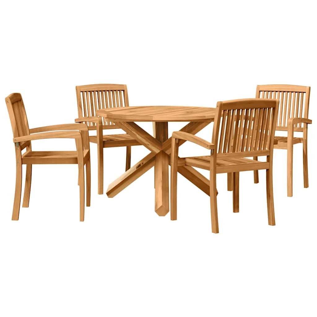 vidaXL Gartenlounge-Set Garten Essgruppe 5 pcs Natur Massivholz, (5-tlg)