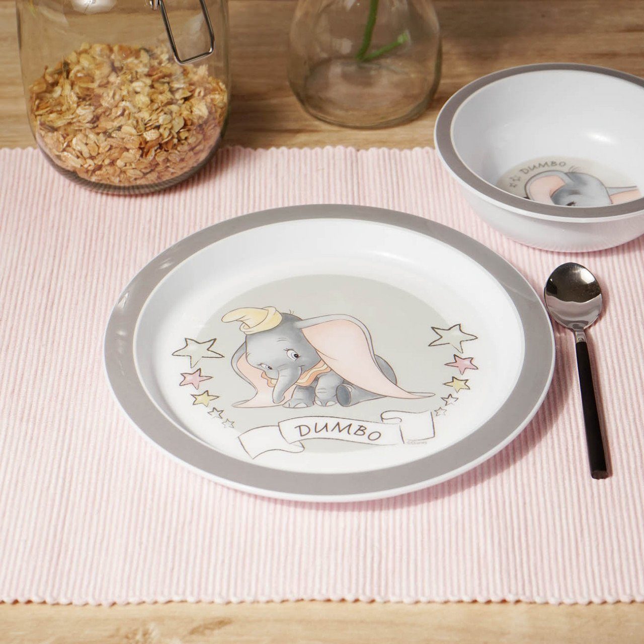 Geda Labels GmbH Frühstücksteller Dumbo Sterne 2er Set, (2 St), Grau, 21,5 cm, spülmaschinengeeignet – Bild 2 von 2