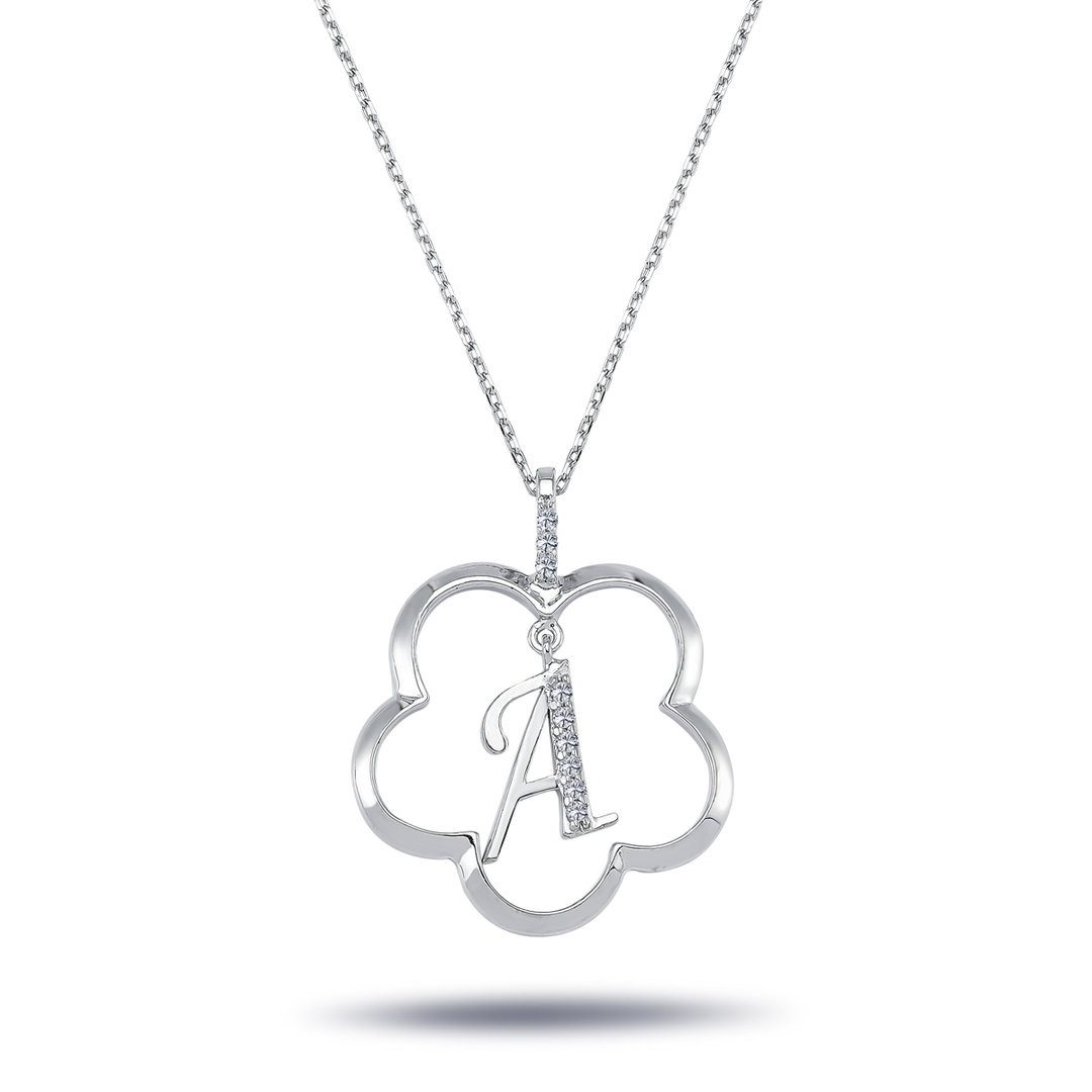 EinStein Diamant Goldkette, Halskette mit Diamant Buchstaben Blume-Anhänger