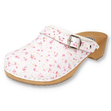 Cloque Clog geschlossen mit kleinem Blumenmuster rosa/bunt Clog Outdoor & Garten