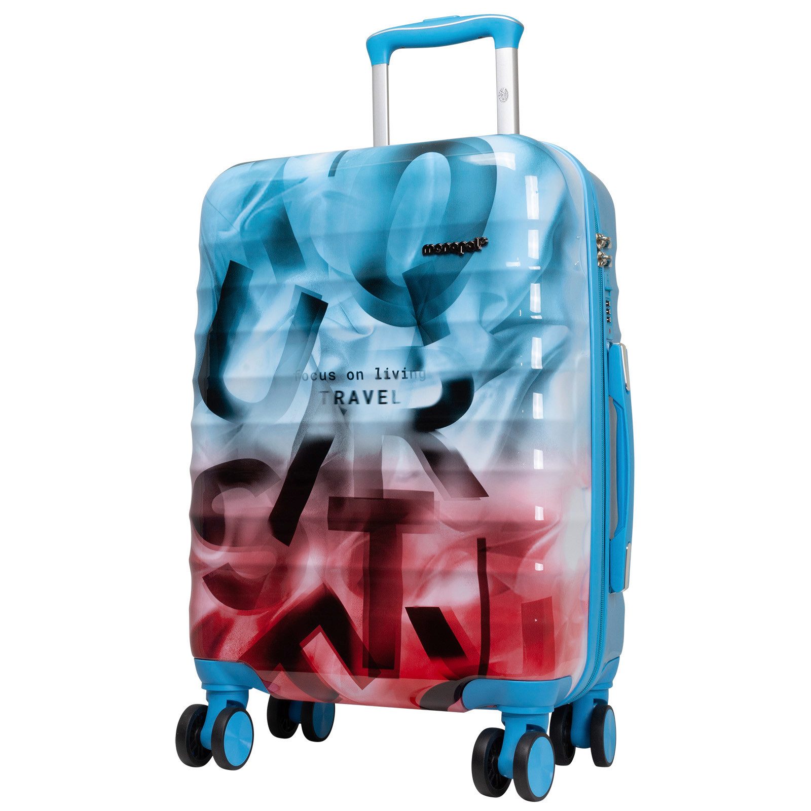 Trendyshop365 Trolley Koffer Verona, bunt, 4 Farben, 3 Größen, 4 Rollen, Polycarbonat, Doppelrollen, Graffiti Design