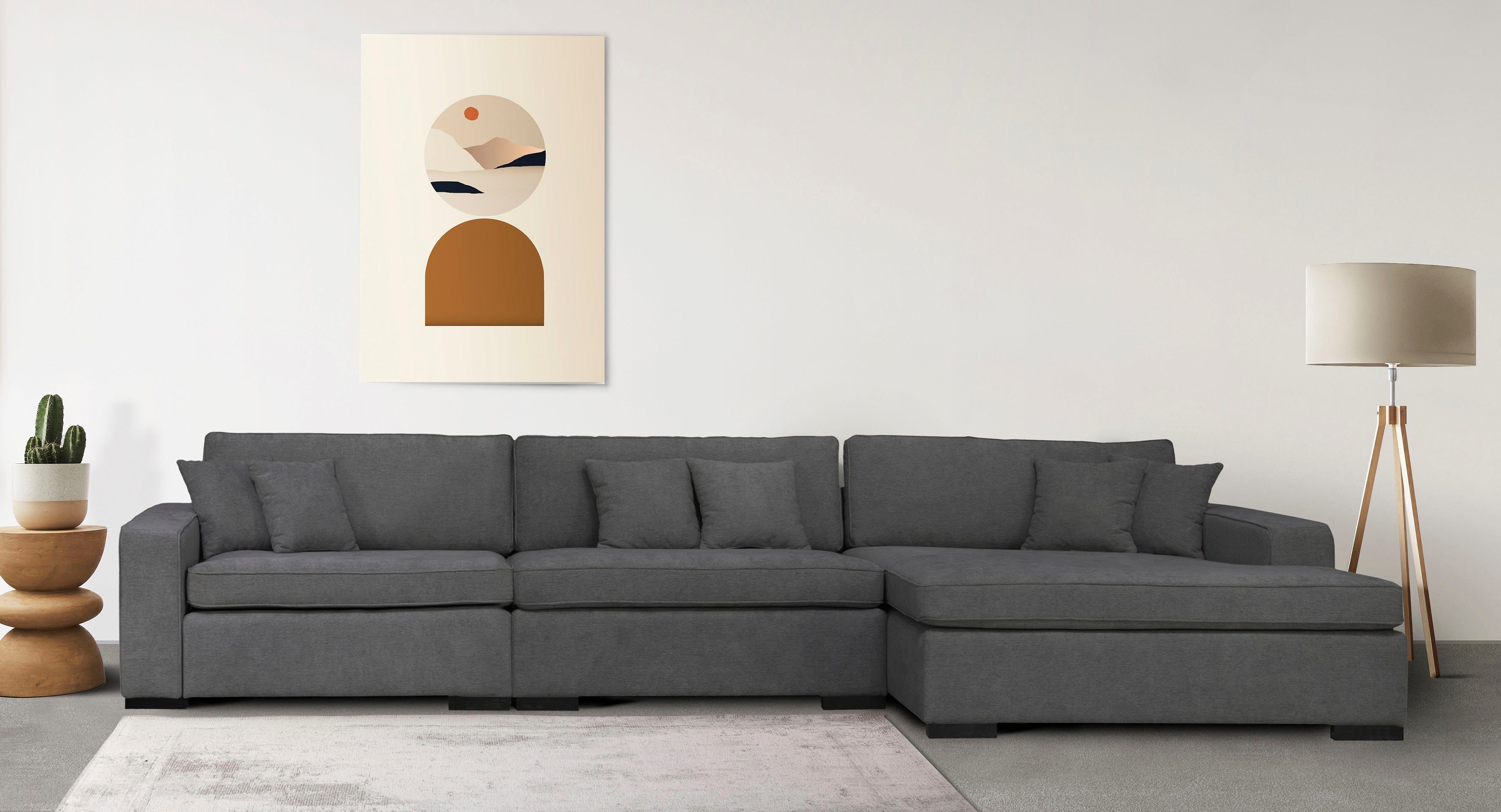 Home affaire Sofa-Eckelement Skara XXL L-Form, Lounge-Sofa XXL mit Federkern-Polsterung, in vielen Bezugsvarianten