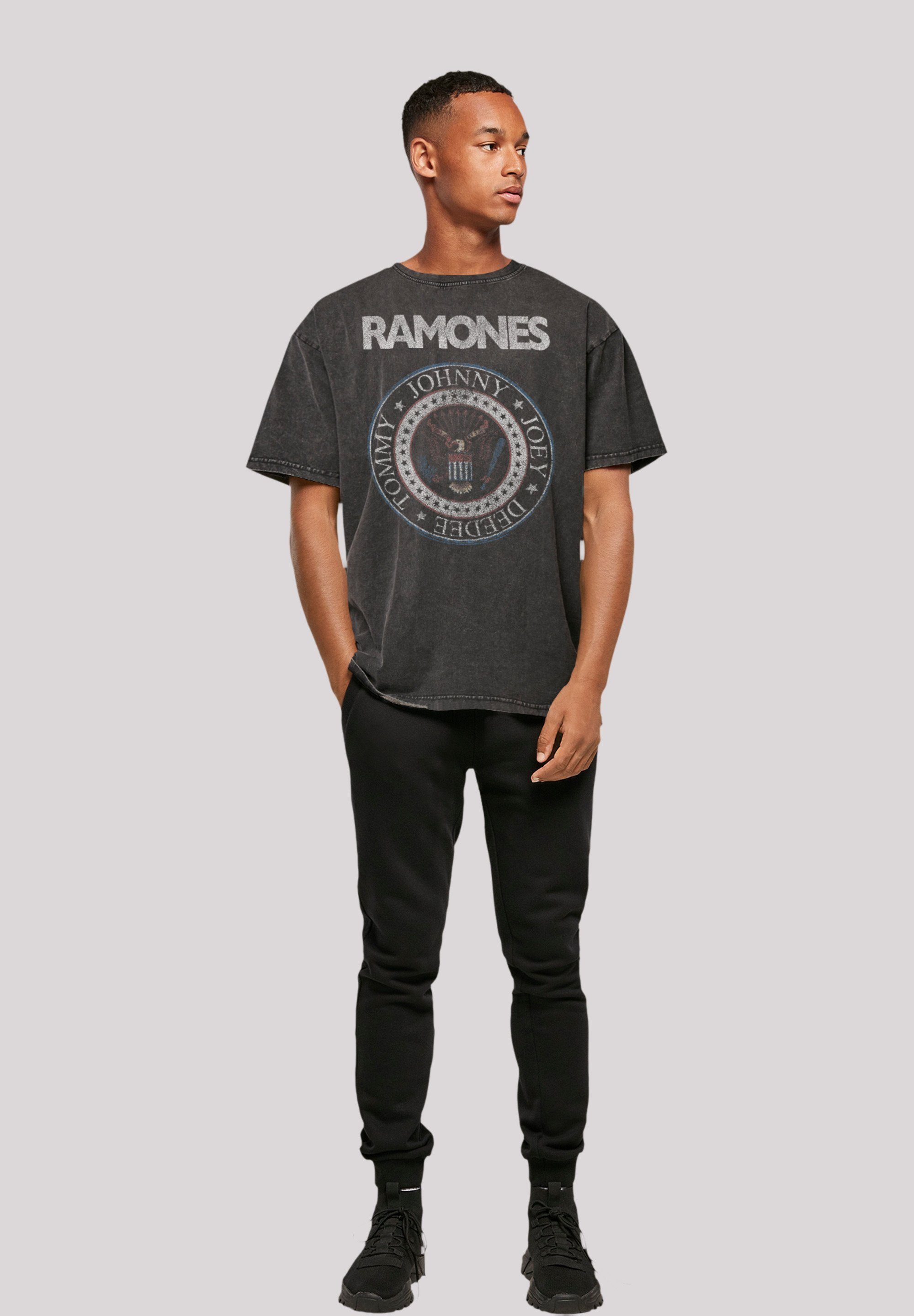 Musik Ramones Qualität, And Rock T-Shirt White Premium F4NT4STIC Band, Seal Red Band Rock-Musik schwarz