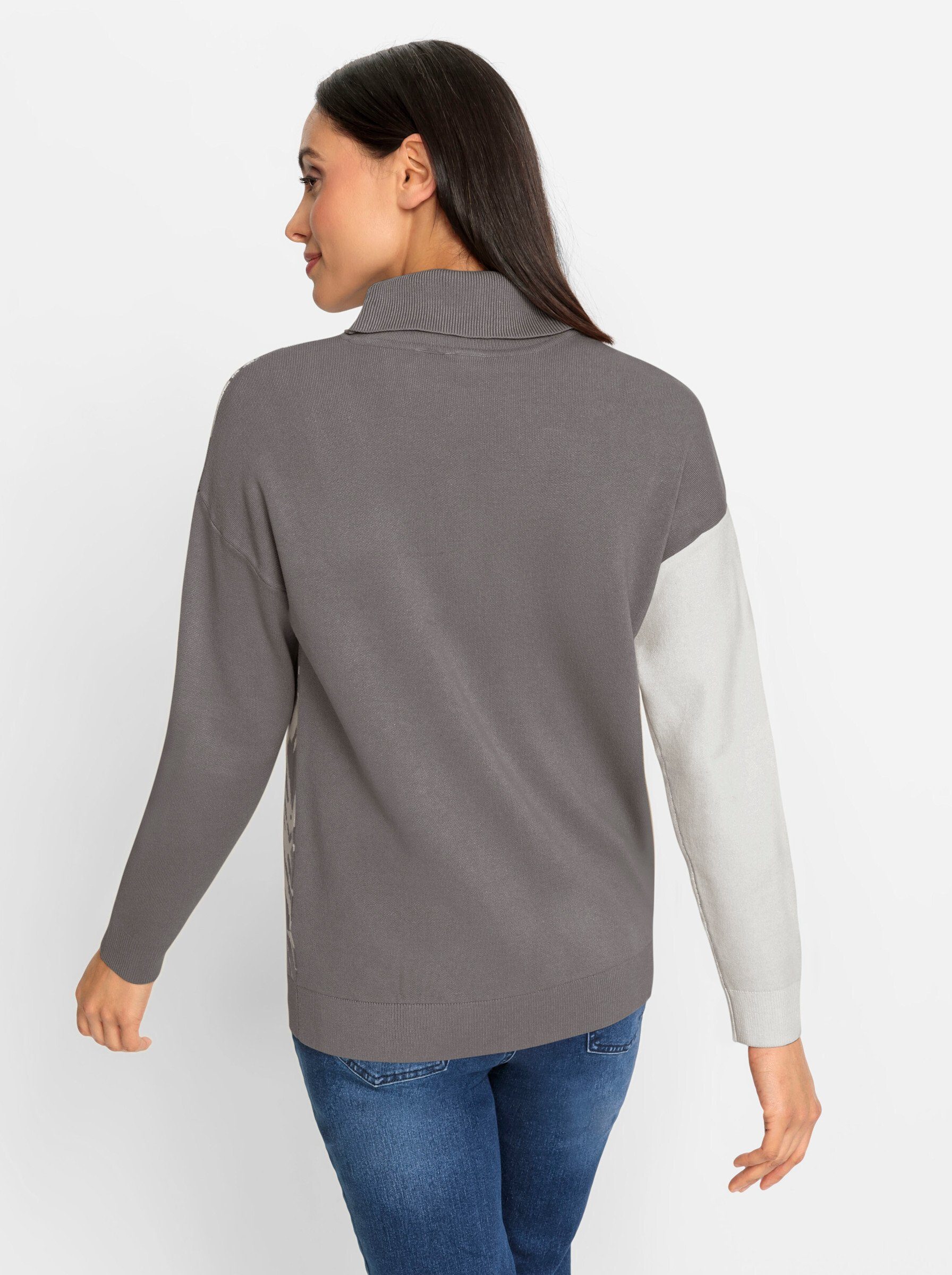 heine Strickpullover Rollkragenpullover Langarm Feinstrick, Jacquard