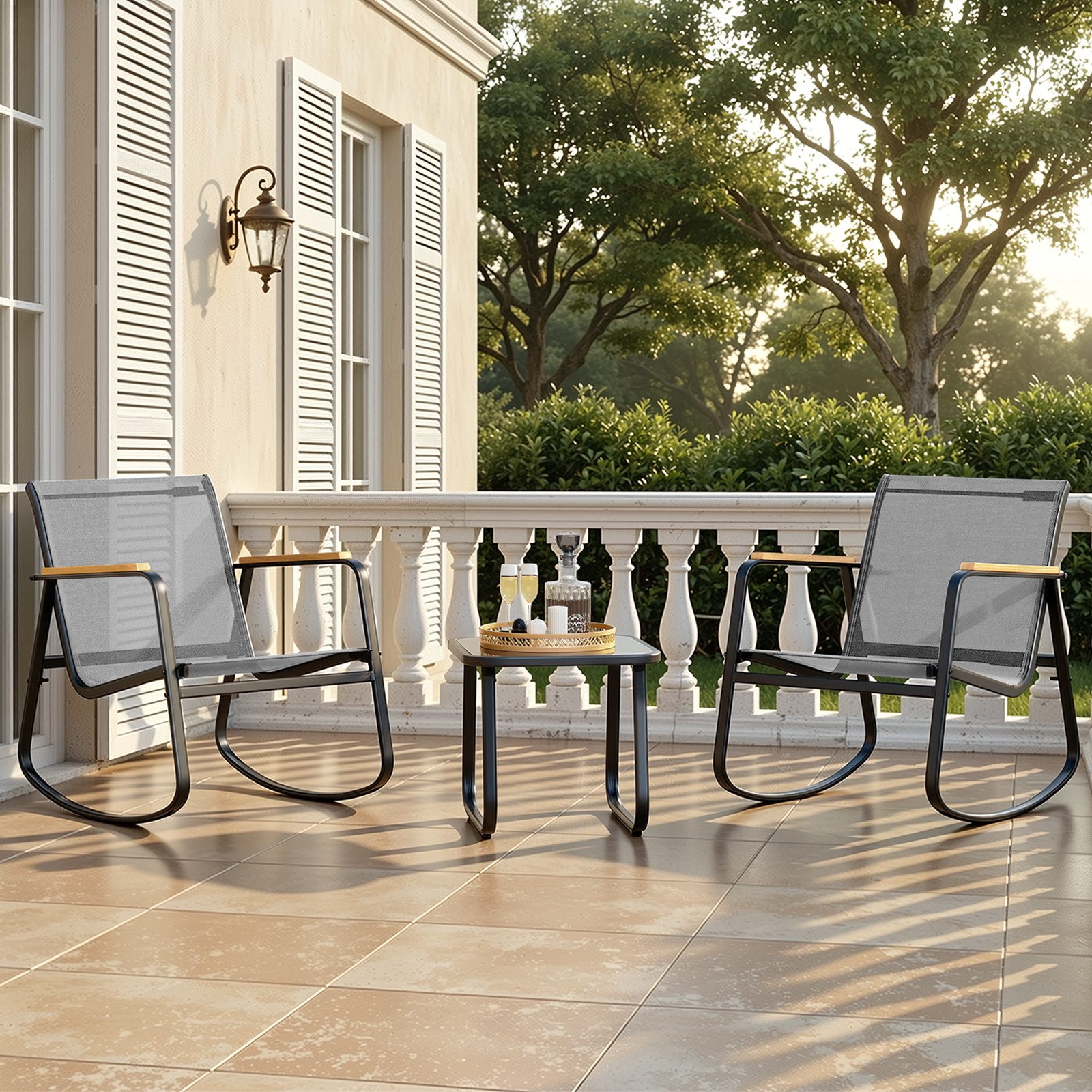 Bealife Balkonset Garten Balkonmöbel-Sets,2 Sessel und 1 Tisch für Garten, Terrasse