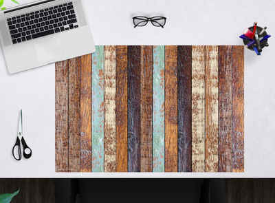 cover-your-desk.de Schreibtischunterlage abwaschbar – Holzoptik gestreift im Shabby-Style – aus premium Vinyl, (1 tlg)