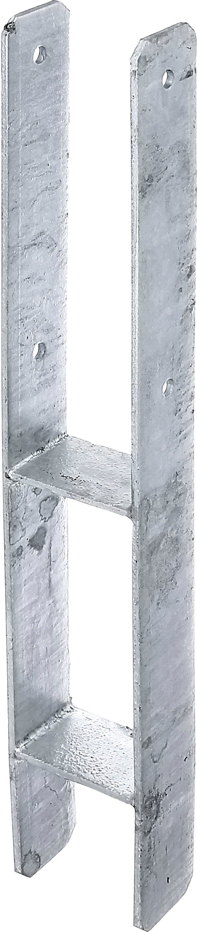 Alberts H-Pfostenanker, zum Einbetonieren, (Set, 2-St), feuerverzinkt, lichte Breite 81 mm, Gesamthöhe 600 mm
