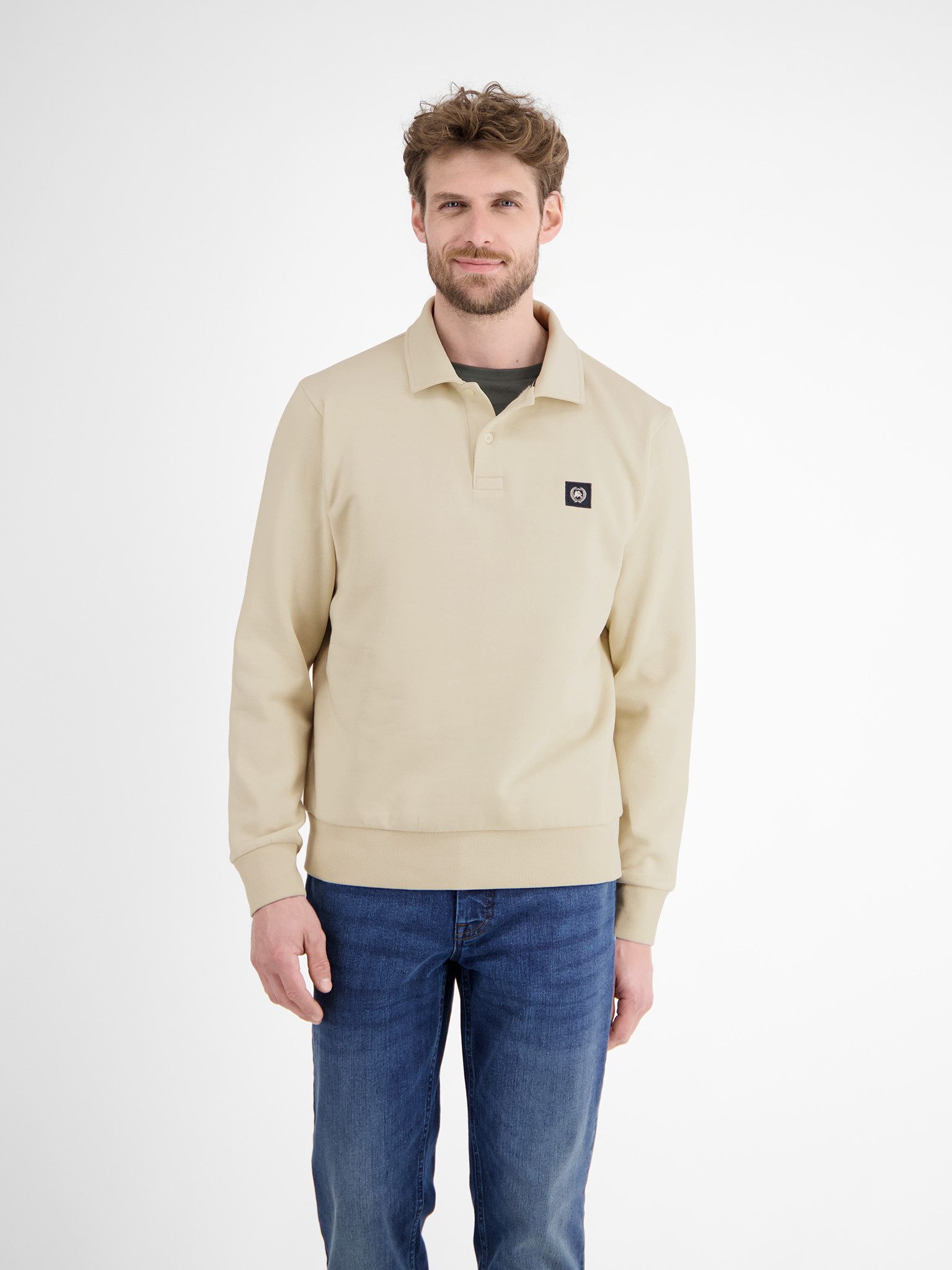 LERROS Langarm-Poloshirt FELPA Sweatshirt mit Knopfleiste günstig online kaufen