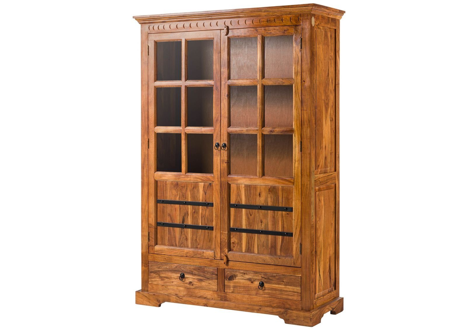 Massivmoebel24 Standvitrine OXFORD (Vitrine Akazie 134x50x196 honig  lackiert OXFORD #0456) Vitrine Akazie 134x50x196 honig  lackiert OXFORD #0456