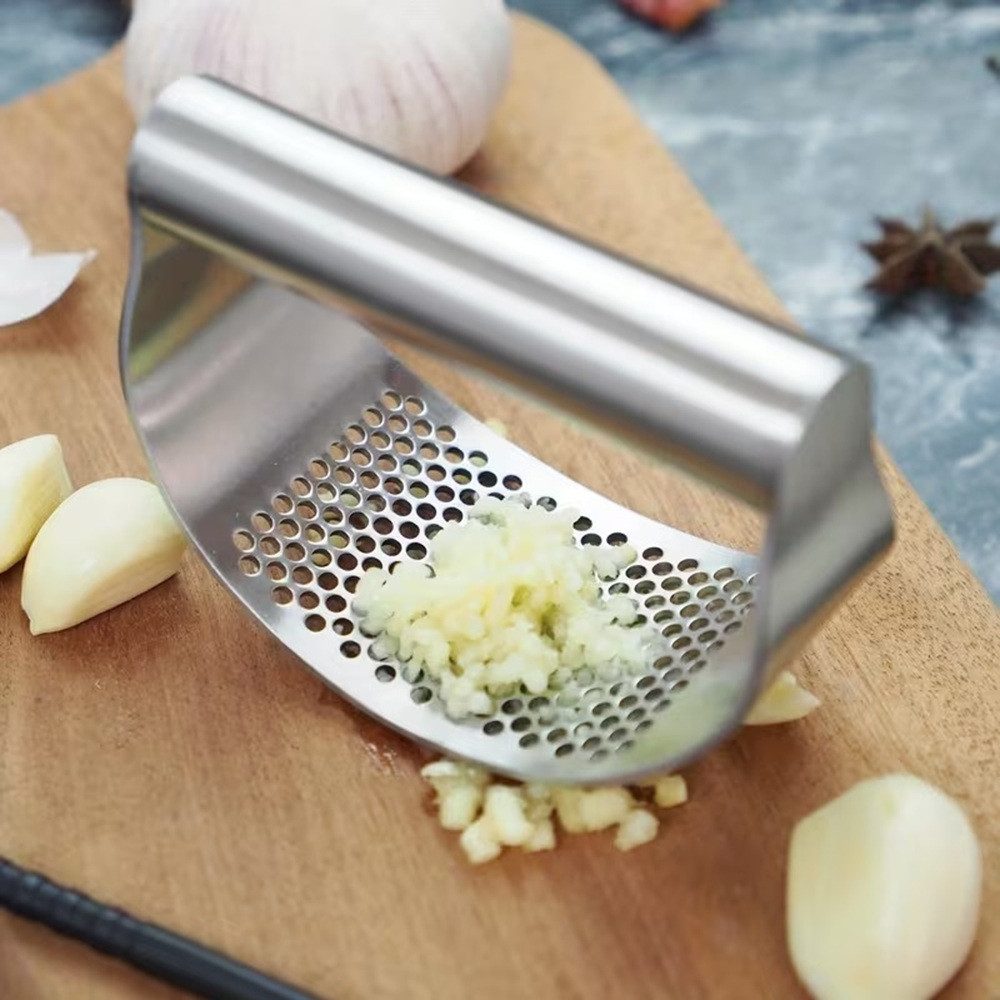 MORRENT Knoblauchpresse Edelstahl Knoblauchwippe, spülmaschinengeeignet, einfache Bedienung, Knoblauch Presse rostfrei, ergonomische, spülmaschinengeeignet