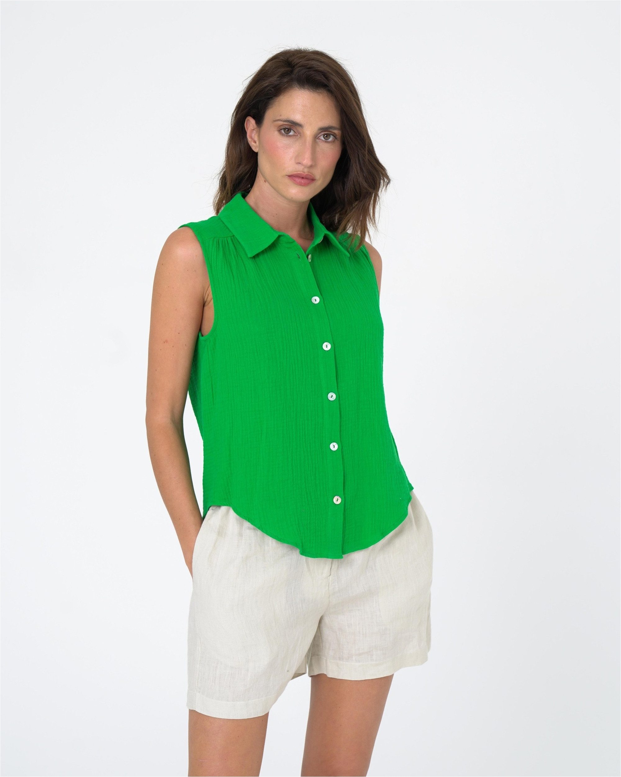 freshlions Klassische Bluse Ruth (1-tlg) im ärmellosen Design