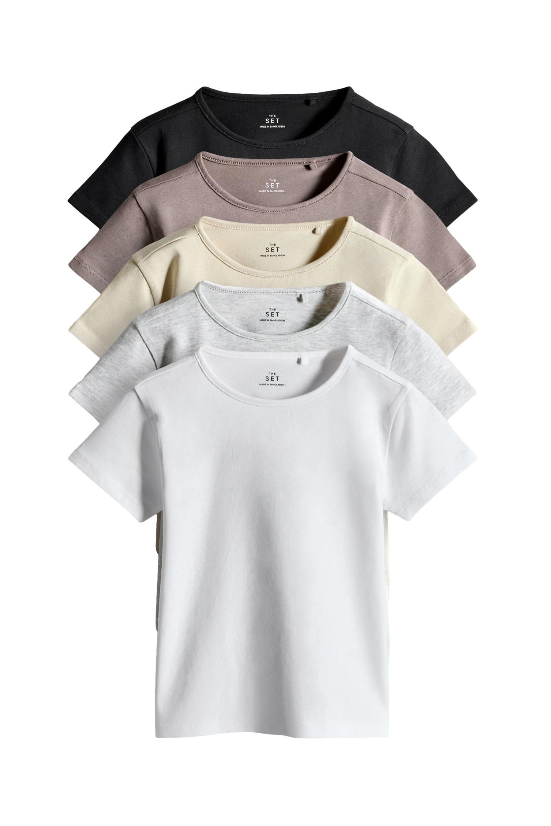 T-Shirt The Set T-Shirts mit Rundhalsausschnitt, 5er-Pack