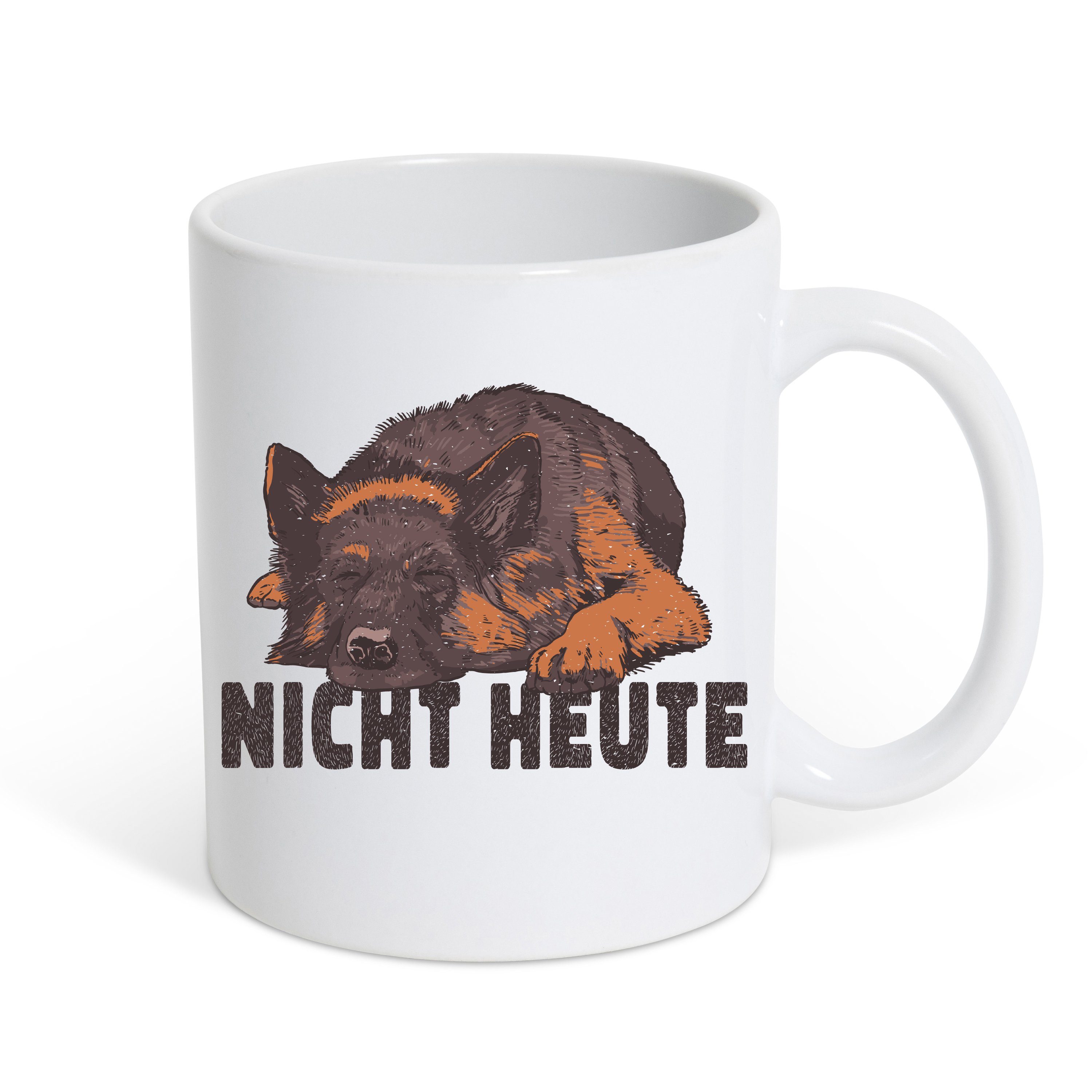 Youth Designz Tasse Hund Nicht Heute Schäferhund Kaffeetasse Geschenk, Keramik, mit lustigem Spruch Weiss