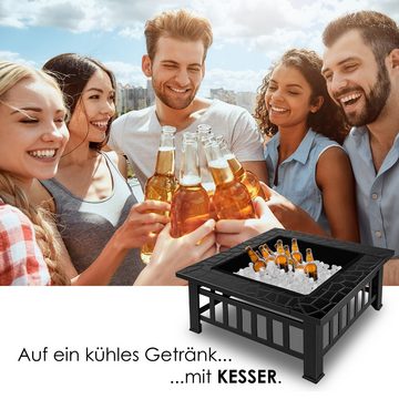 KESSER Feuerschale, Feuerstelle mit Grillrost Grillzange Feuerschale 82x82x50 cm