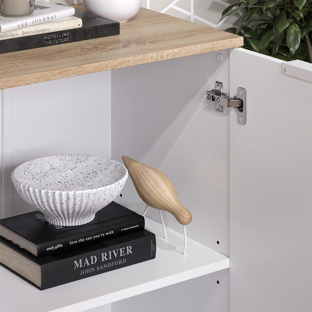 Vicco Kommode Wido, Weiß/Sonoma, 50 x 80 cm mit Regal (1 St)