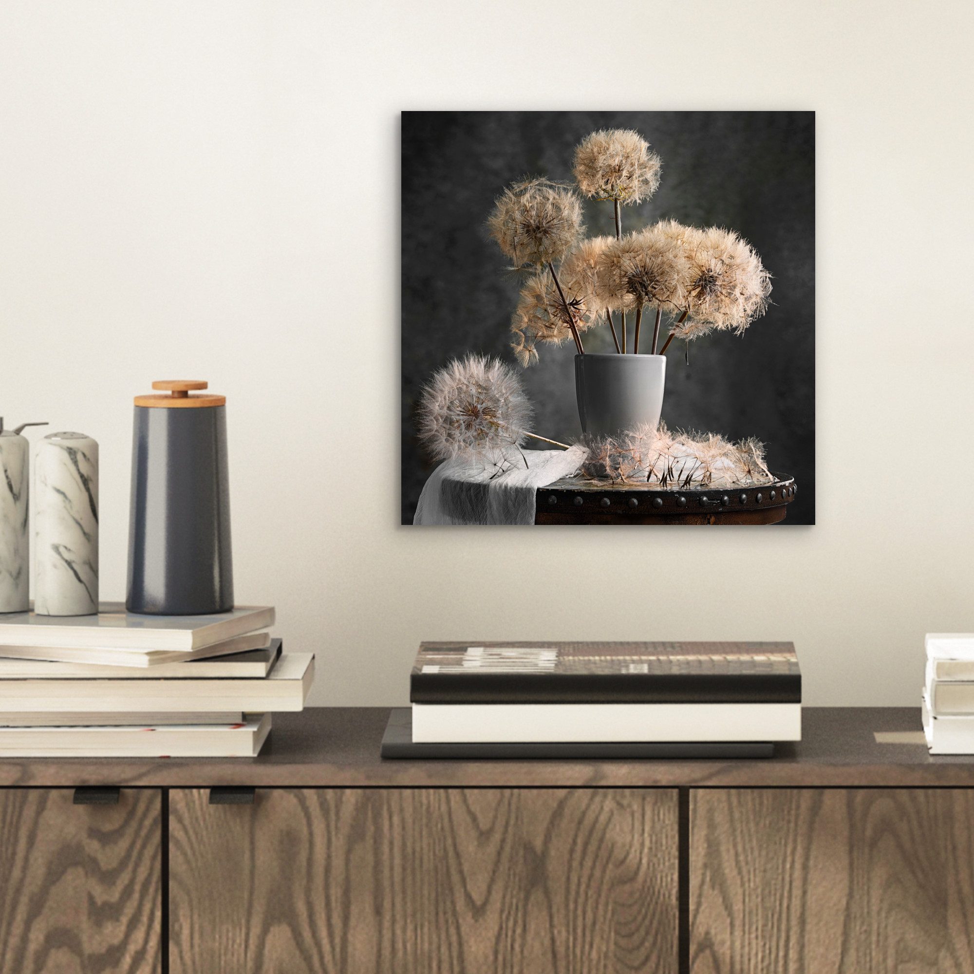 MuchoWow Metallbild Blumensamen - Löwenzahn - Vase - Stilleben - Blumenstra günstig online kaufen