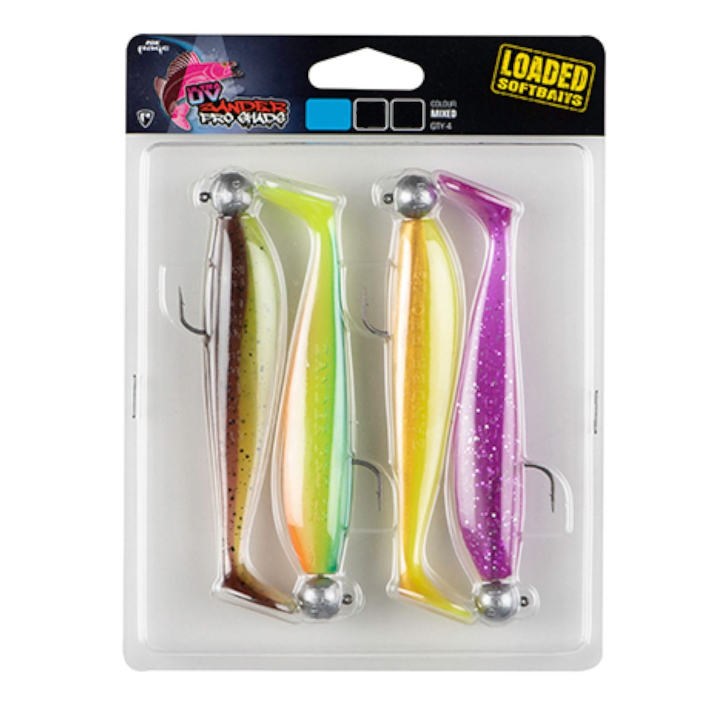 Fox Rage Kunstköder Fox Rage Zander Pro Shad Mixed UV Colour Pack Loaded - 4 Gummifische