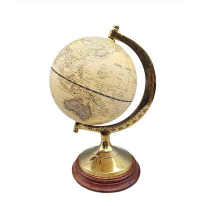 Linoows Dekoobjekt Globus, Erdglobus, historischer Tischglobus 23 cm, historischer Globus mit Messingstand