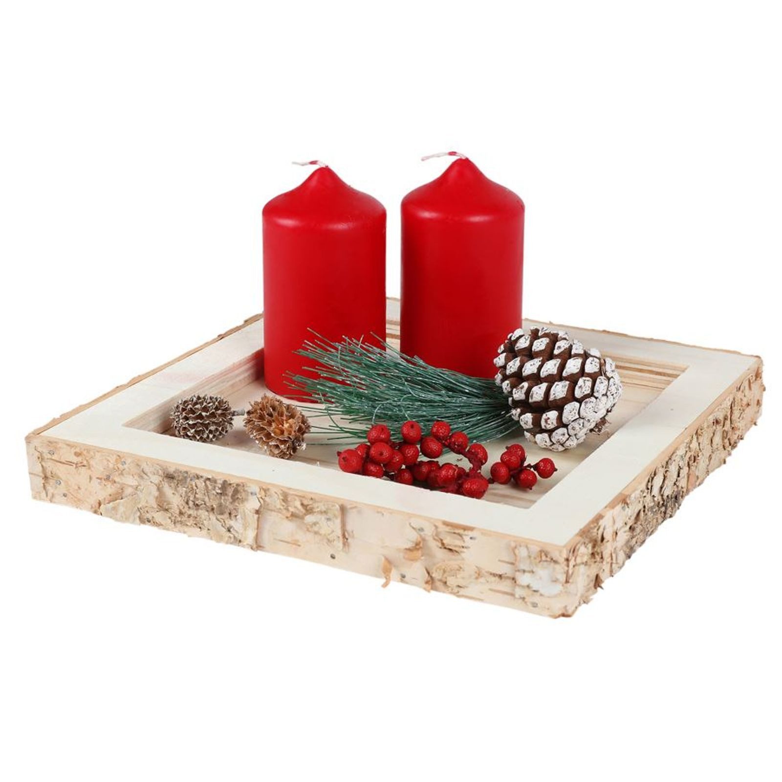 BURI Kerzentablett Dekotablett Holztablett Kerzenhalter Tischdeko Weihnachtsdeko