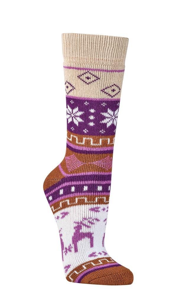 bunte Norweger Winter (2 Socken Paar mit mit Wowerat 90% Norwegersocken Paar) Muster 2 Hygge Baumwolle