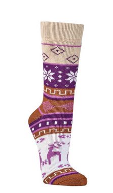 Wowerat Norwegersocken 2 Paar bunte Norweger Socken mit Winter Hygge Muster mit 90% Baumwolle (2 Paar)