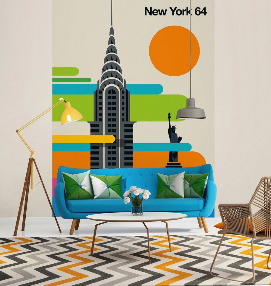 living walls Fototapete »ARTist New York 64«, (Set, 2 St), Chrysler Building & Freiheitsstatue, Vlies, glatt-HomeTrends
