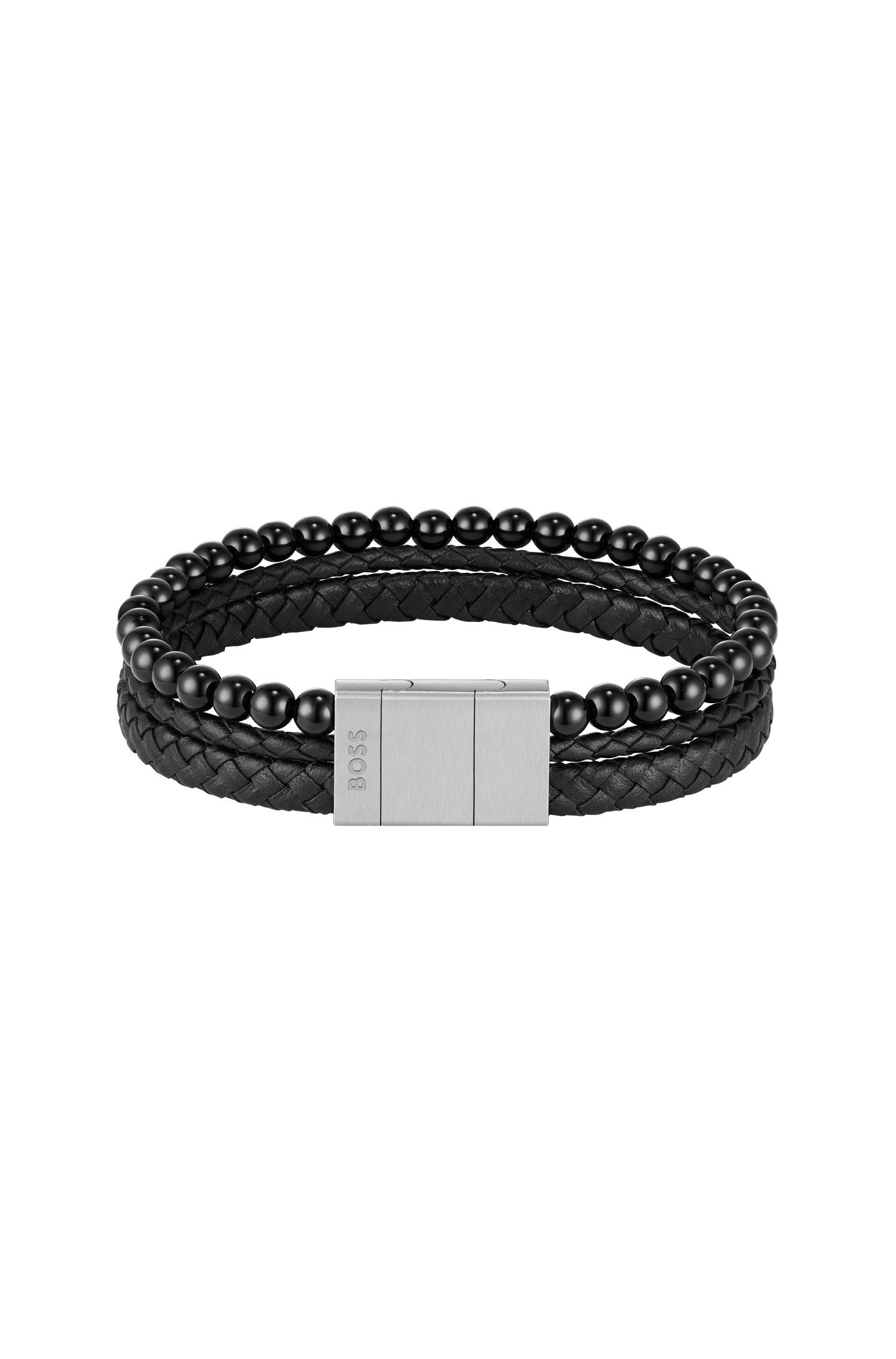 BOSS Lederarmband SPHERE MIXED, mit Onyx oder Tigerauge