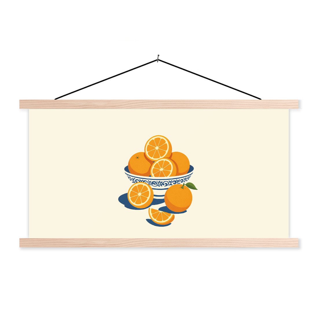 MuchoWow Poster Schale - Minimalistisch - Orange - Orangen, (1 St), Posterleiste, Textilposter für Wohnzimmer, Bilderleiste, 90x45 cm