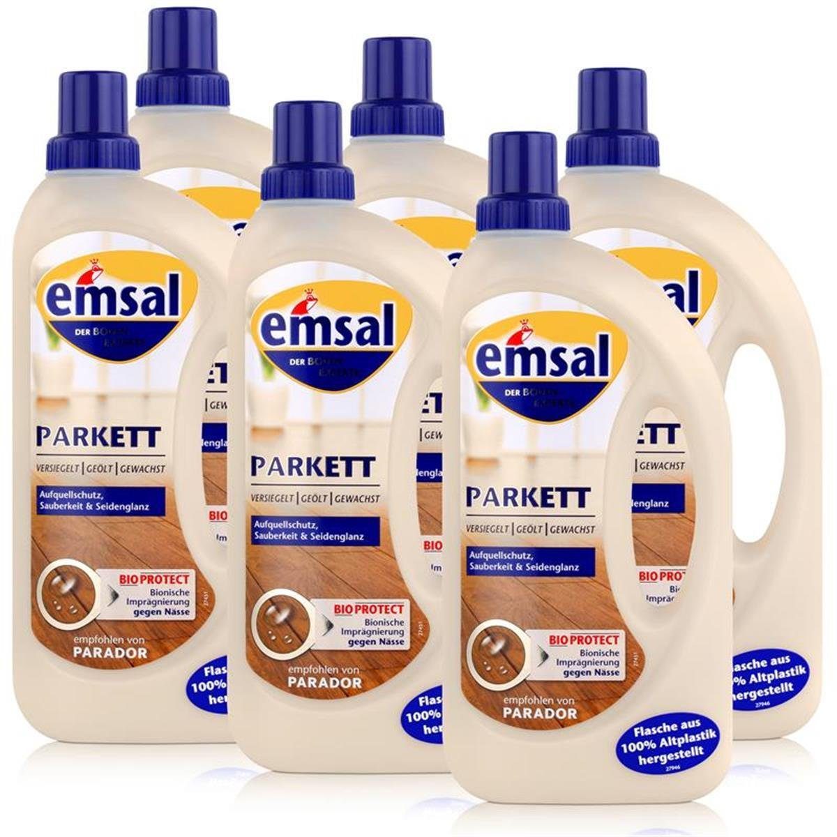emsal emsal Boden-Pflege Parkett 1 Liter mit Bioprotect Imprägnierung (6er P Fussbodenreiniger