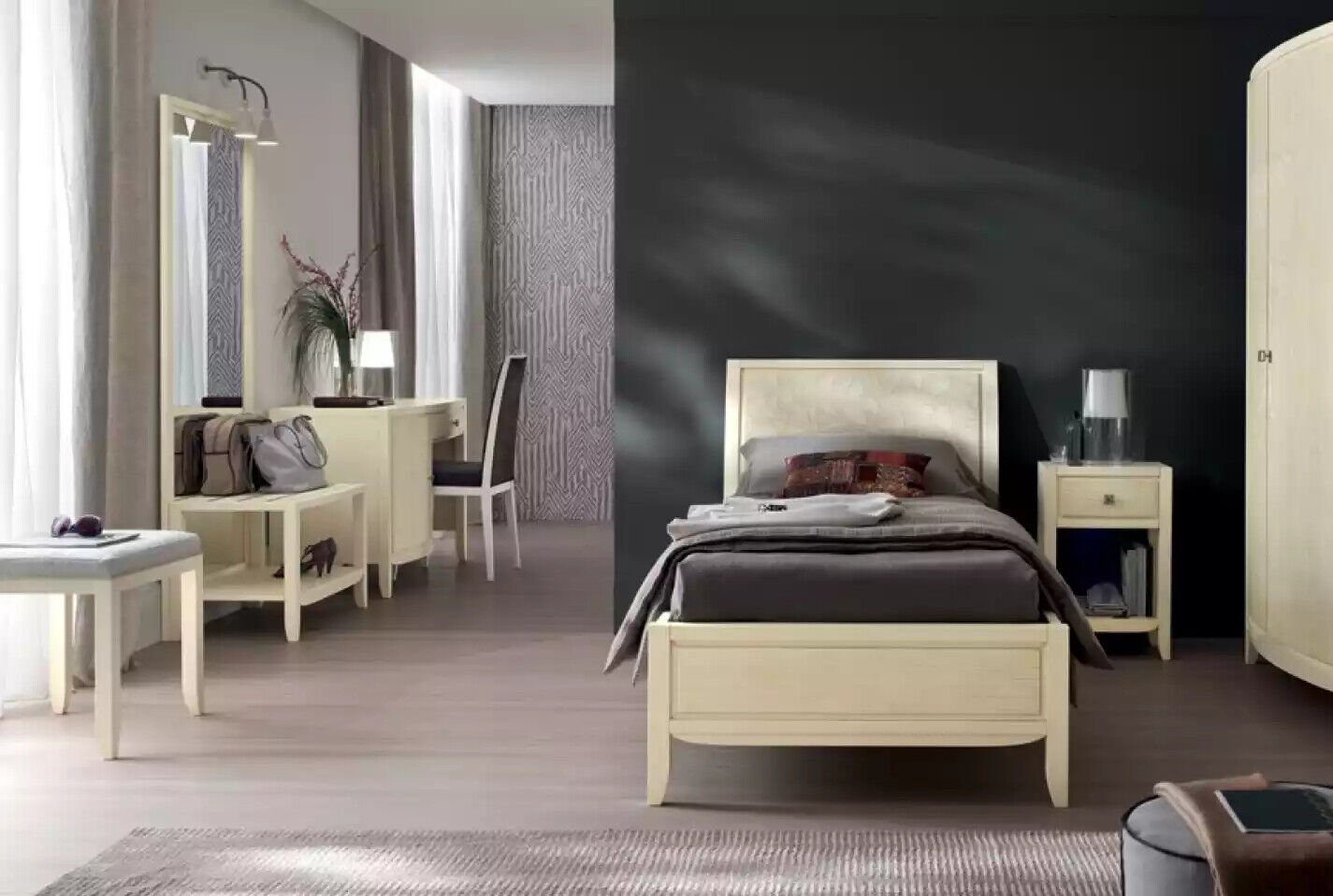 JVmoebel Schlafzimmer-Set Luxus Einrichtung Neu, Design Made Schlafzimmer Nachttisch + in Bett Set Italy Bett Nachttisch), (2-St