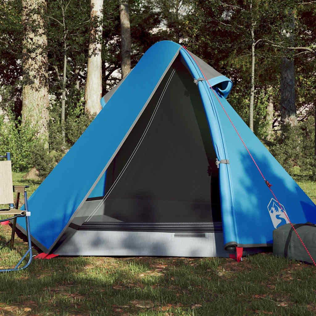 furnicato Faltzelt Campingzelt Kuppel 257x147x112 cm Blau, (1 tlg), Wetterfestes Trekkingzelt mit E-Anschluss und integrierten Netzwänden