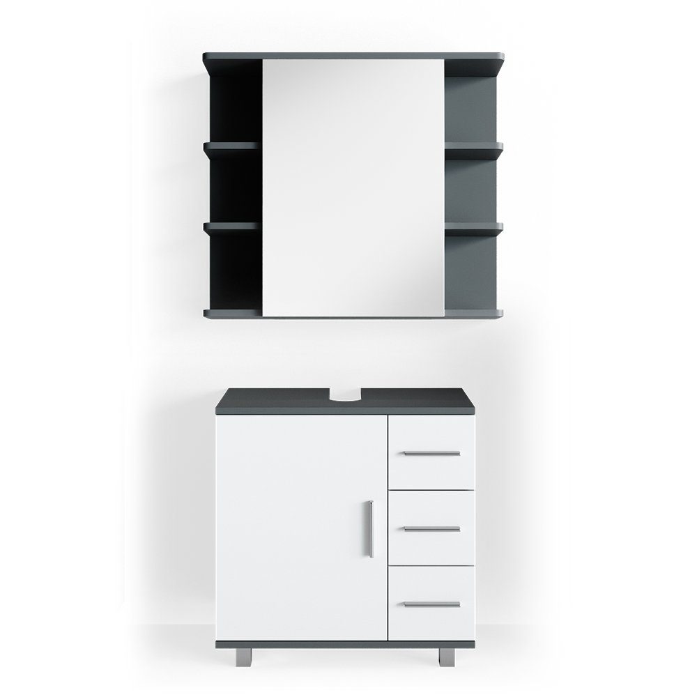 Vicco Badmöbel-Set Ilias, Weiß/Anthrazit, 2 Teile, (2-er Set, 2-St., 2er Se günstig online kaufen