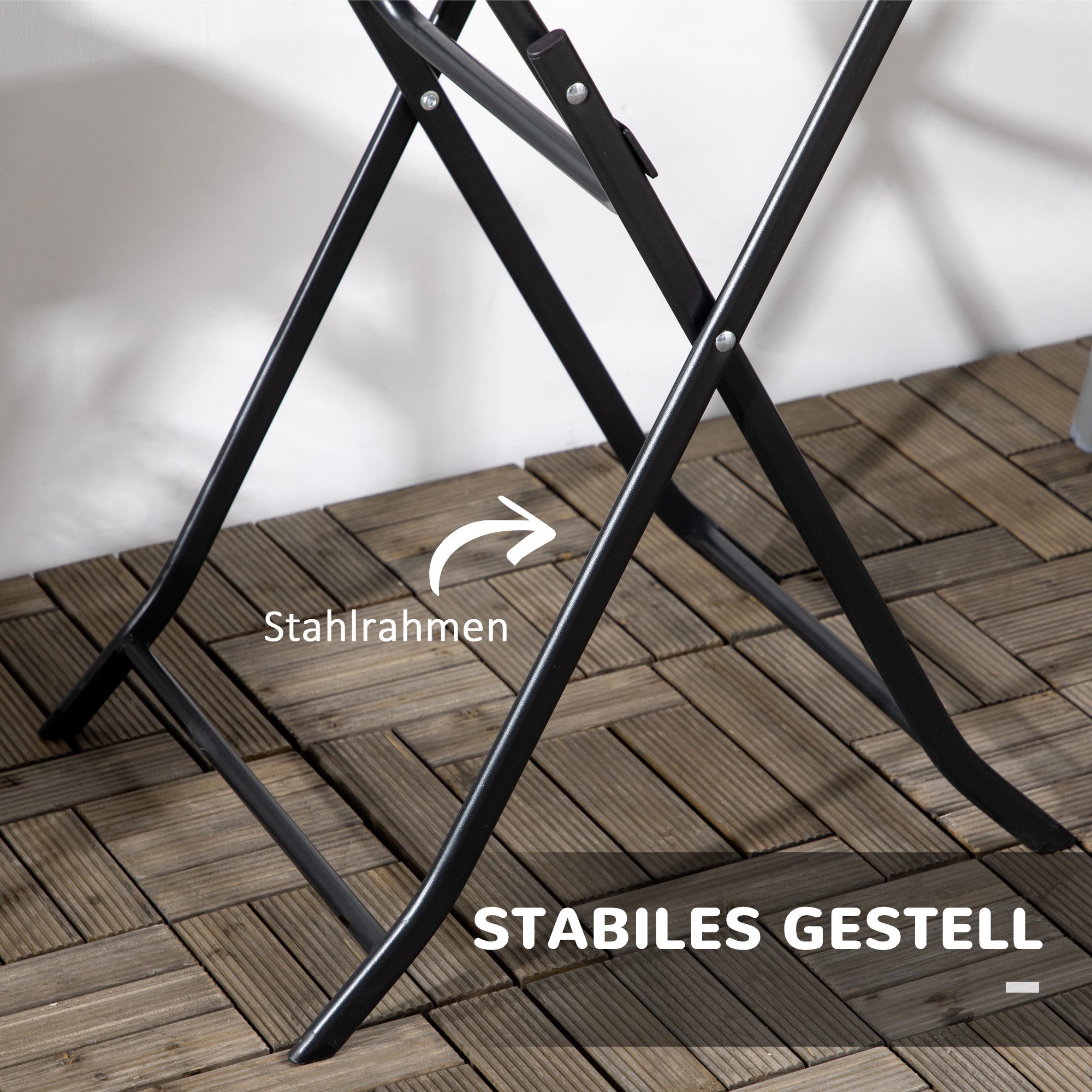 CHICFURN Gartentisch Runder Klapptisch Ø60 cm in Holzoptik, Dunkelgrau (Packung, 1-St., Platzsparend zusammenklappbar für den Außenbereich), Geeignet für Balkon, Terrasse und weitere Wohnbereiche