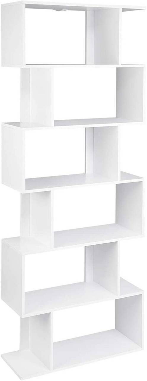 Woltu Bücherregal, 1-tlg., 6 Fächer, Holzwerkstoff, 60x160x23,5 cm(BxHxT) Weiß