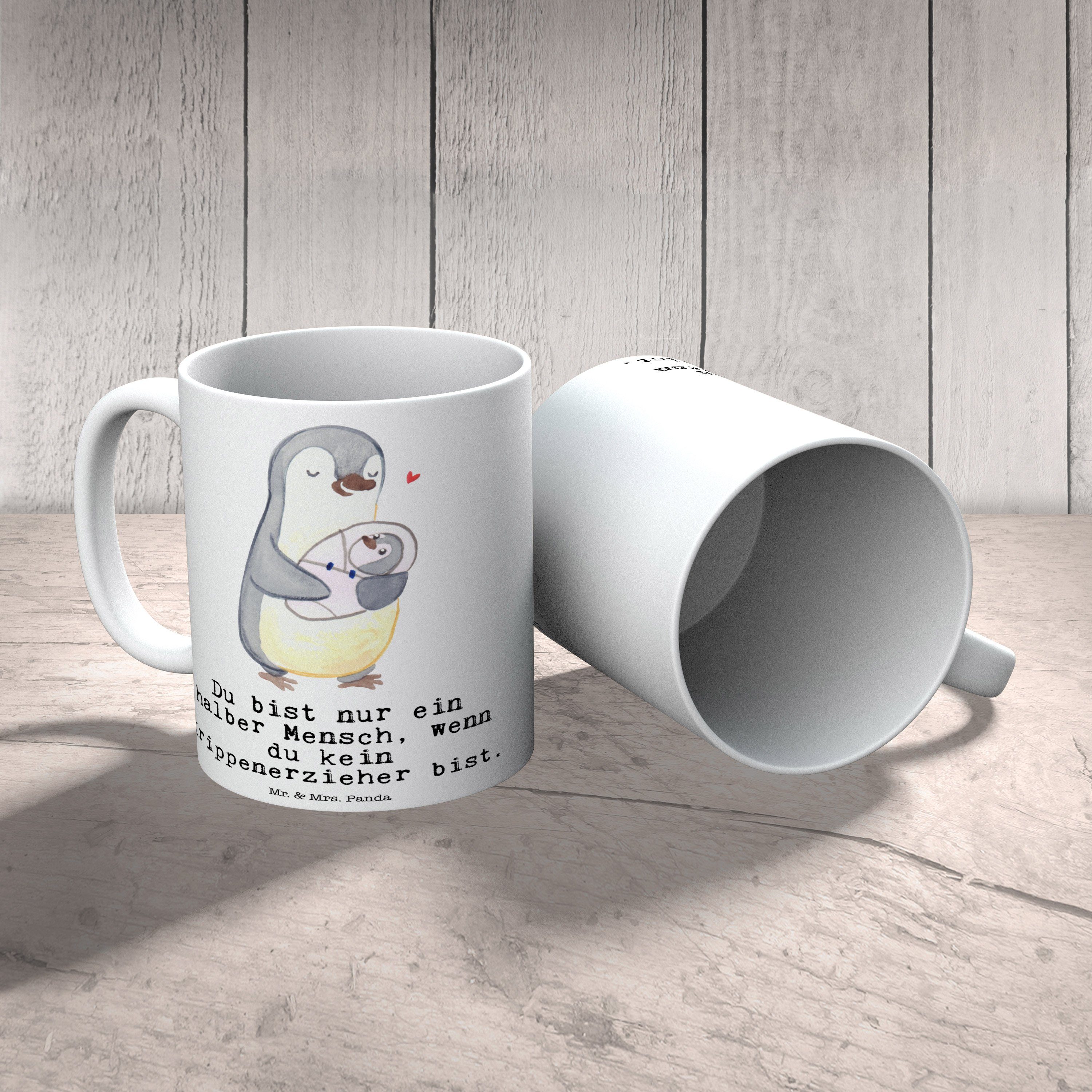Krippenerzieher Geschenk Tasse, & - Herz Geschenk, mit Panda Weiß Tasse - Mr. Keramik Mrs. Dankeschö,