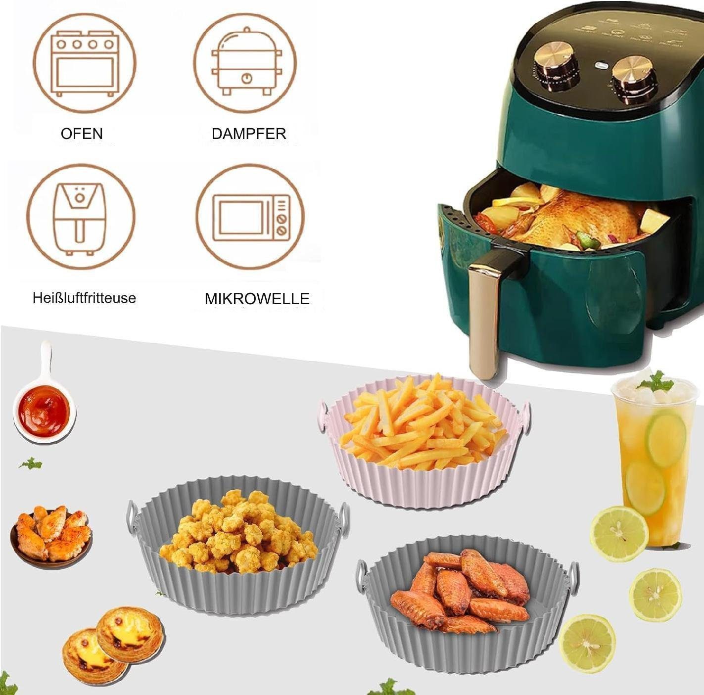 FELIXLEO Obstkuchenform Silikonform 2STK Air Fryer Silikon Backblech Wiederverwendbarer, (2-tlg)