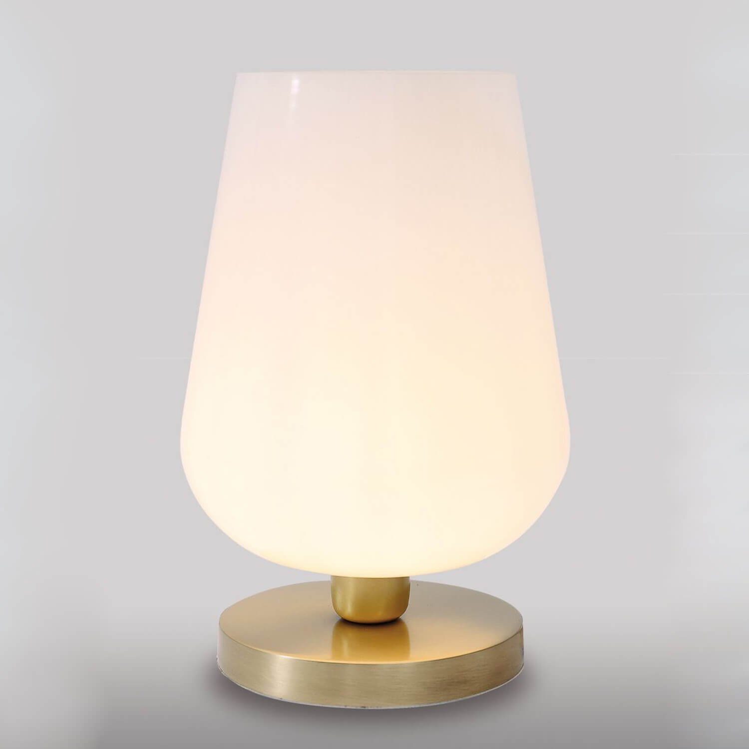 Licht-Erlebnisse Nachttischlampe TALIS, ohne Leuchtmittel, Tischlampe Glas Messing massiv kunstvoll Weiß Bronze handgefertigt