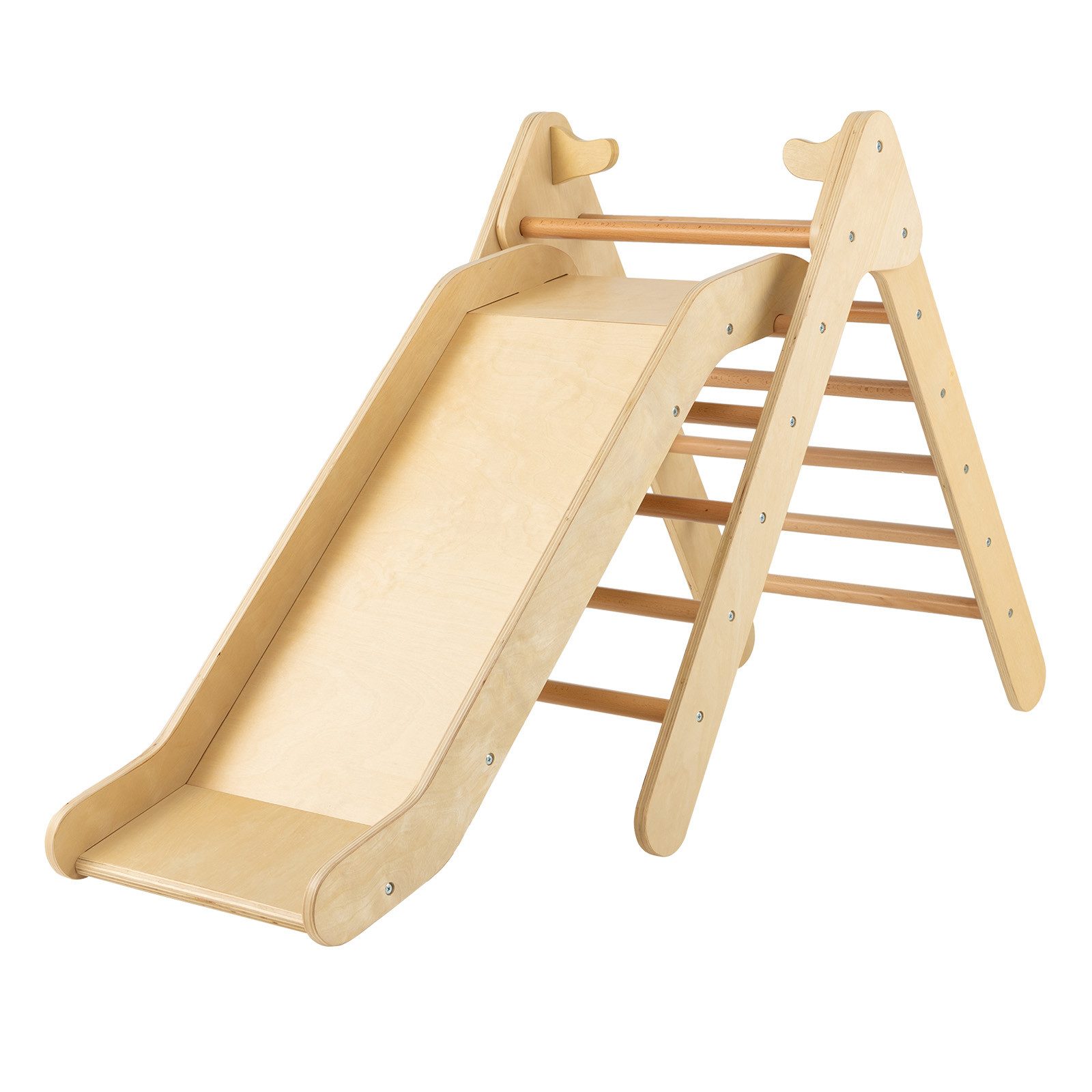 COSTWAY Klettergerüst Kletterdreieck, 2 in 1 Rutsche & Rampe