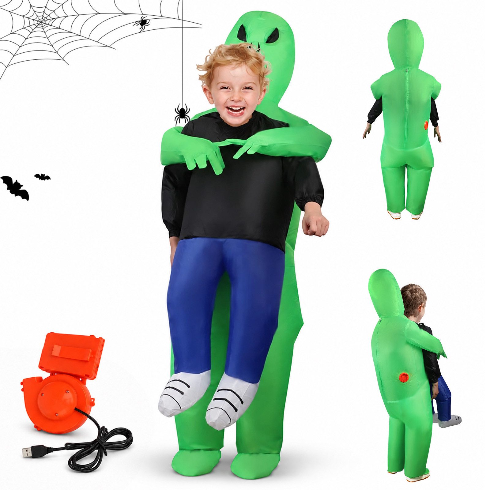 AKKEE Kostüm Huckepack-Kostüm für Erwachsene Alien bunt für Kinder/Erwachsene, Kostüm für Halloween, Karneval, Bühne, Festival oder Party