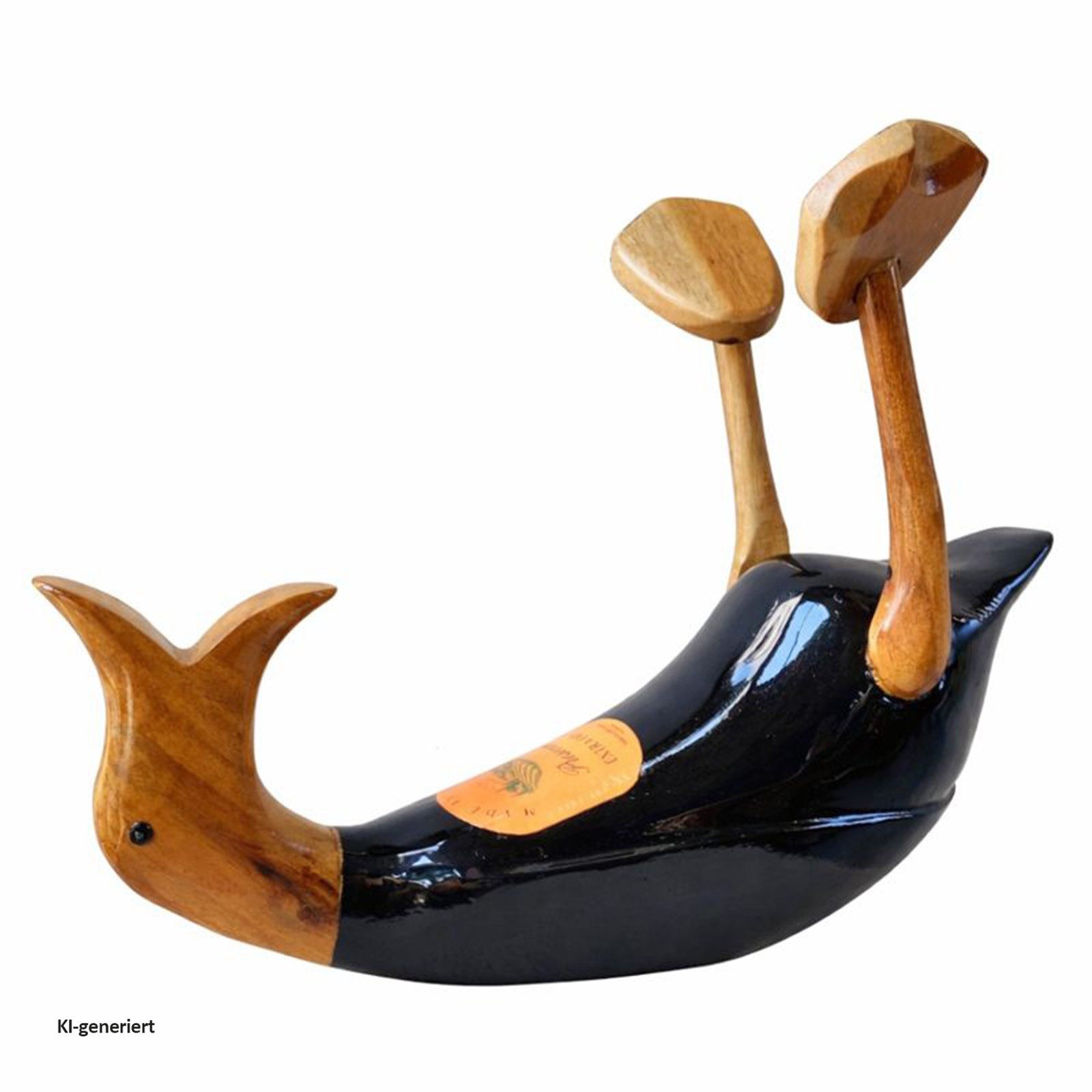 HTI-Living Tierfigur Dekorative Bambusente Fred Suffsky als Weinflaschenhalter aus Holz – Bild 2 von 2