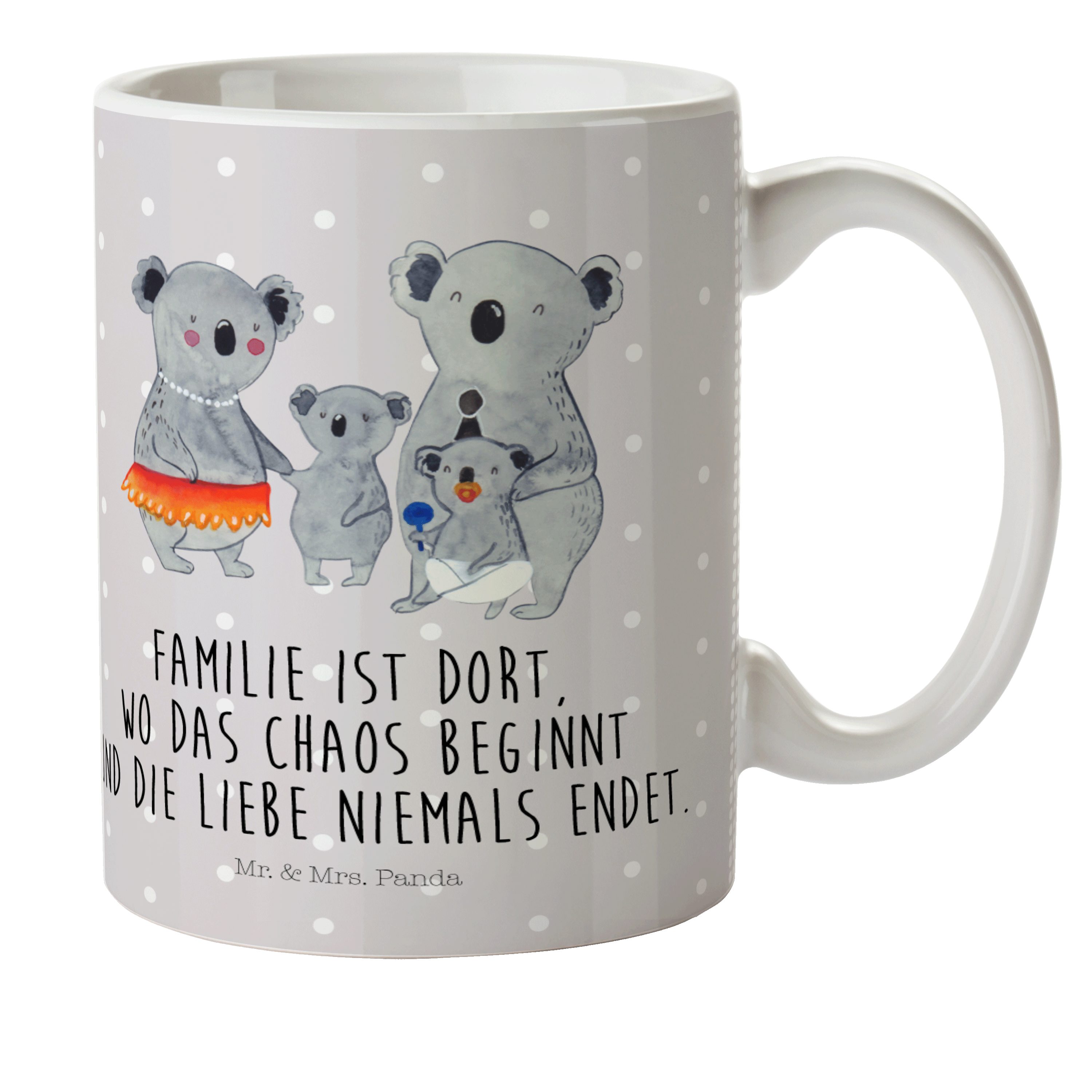 Mr. & Mrs. Panda Tass, Kunststoff Kinderbecher - - Familie Mama, Pastell Geschenk, Tasse, Koala Grau Kunststoff