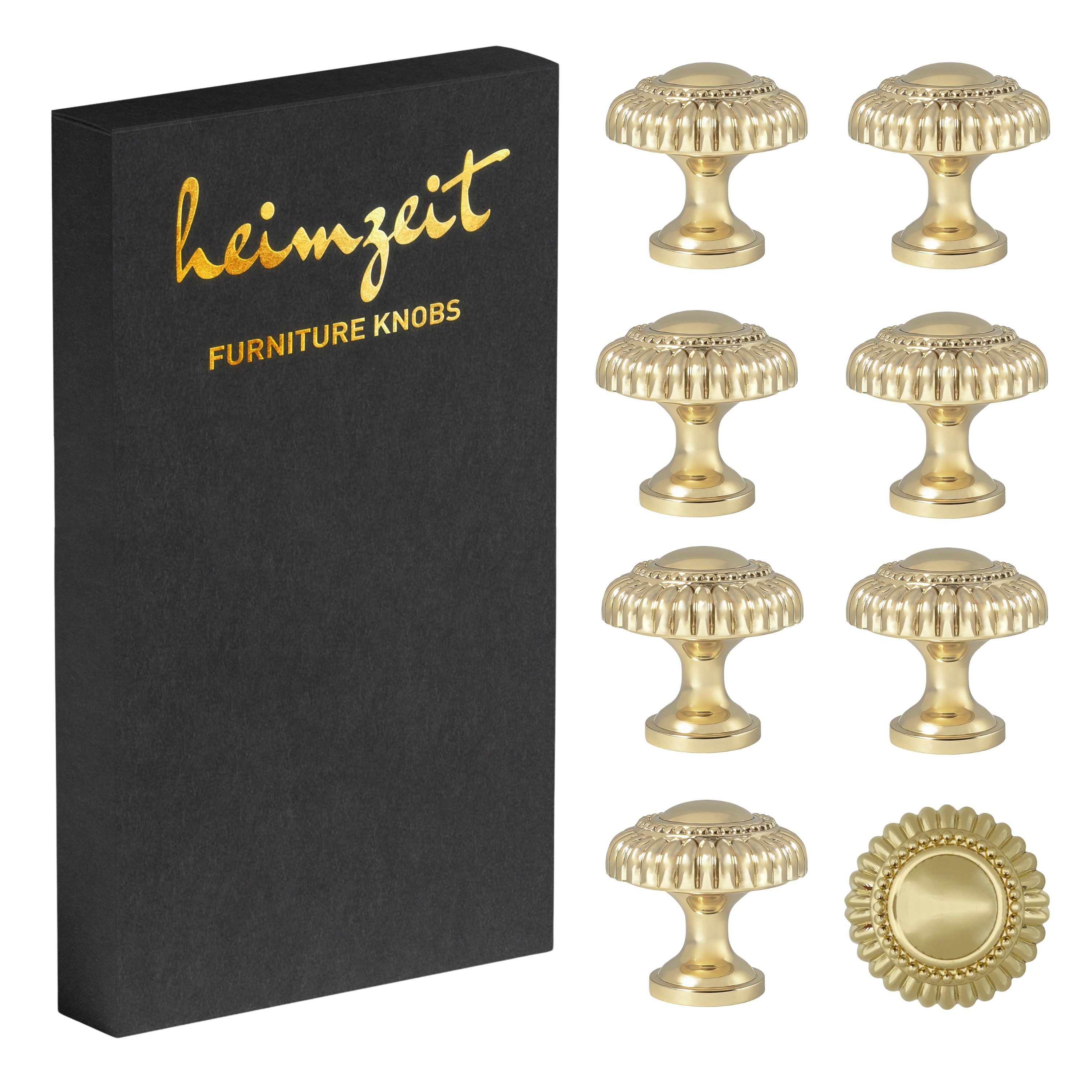 heimzeit Möbelgriff heimzeit Möbelknöpfe Classic - 8 Stück (Set), für Schubladen, Türen und Kommoden, inkl. Schraube