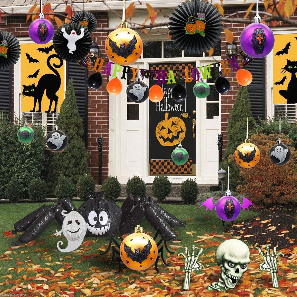 GelldG Dekofigur Halloween hängende Bälle Multipolar(Stil2) Fledermaus Kürbis, Halloween
