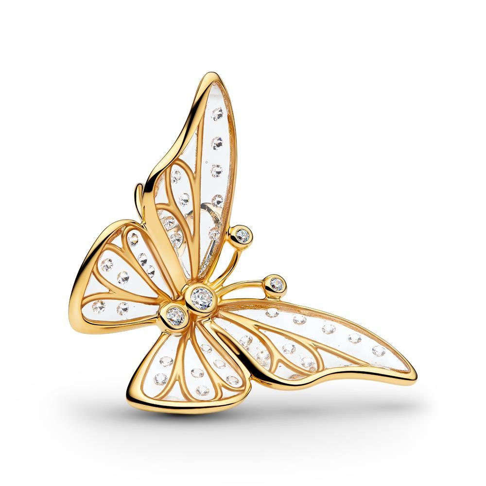 Pandora Charm-Einhänger Schmetterling Slide-Charm Moments, IP Gold, Zirkonia von PANDORA