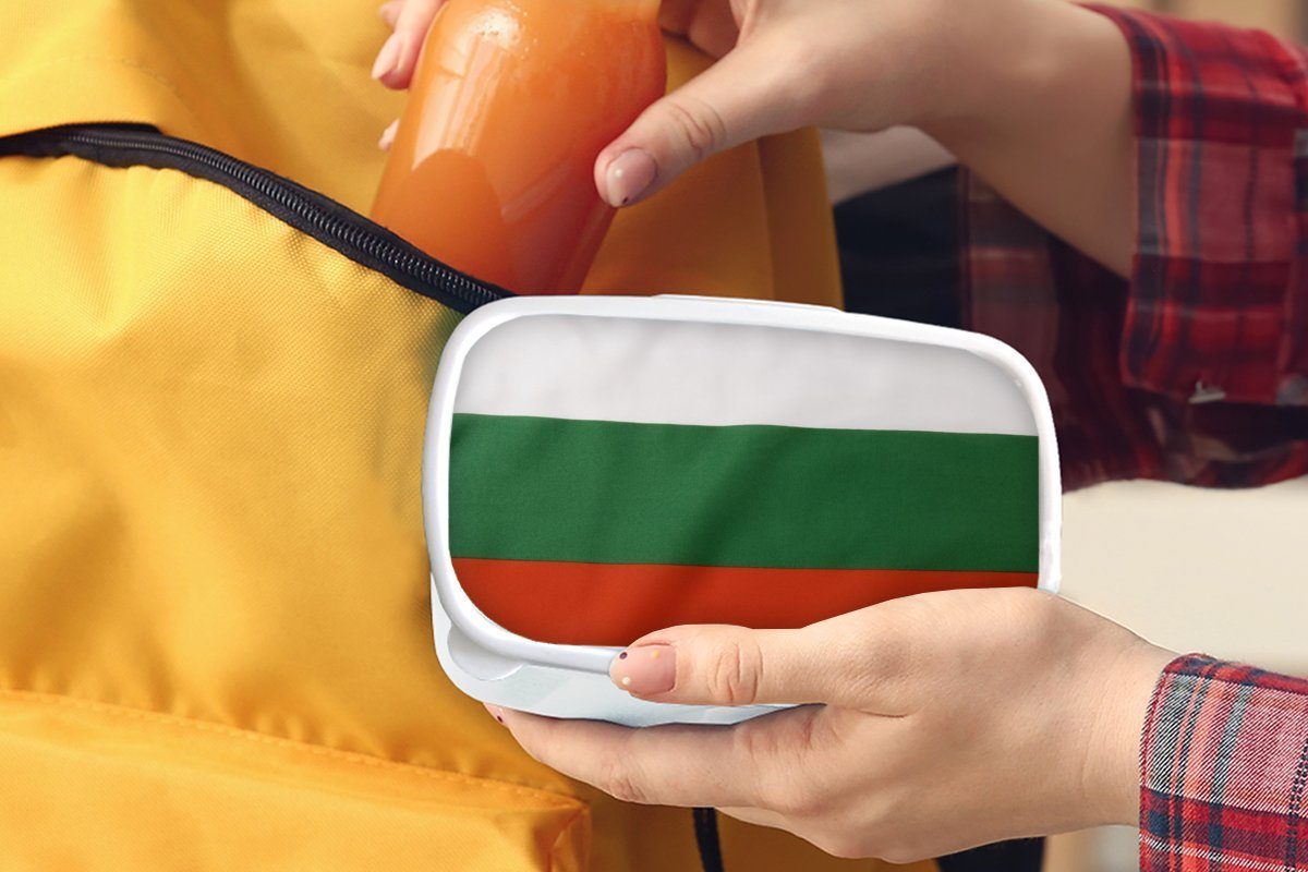 MuchoWow Lunchbox Nahaufnahme der für Kinder für Brotdose, Bulgarien, und Flagge weiß Mädchen von Kunststoff, Brotbox und (2-tlg), Jungs Erwachsene