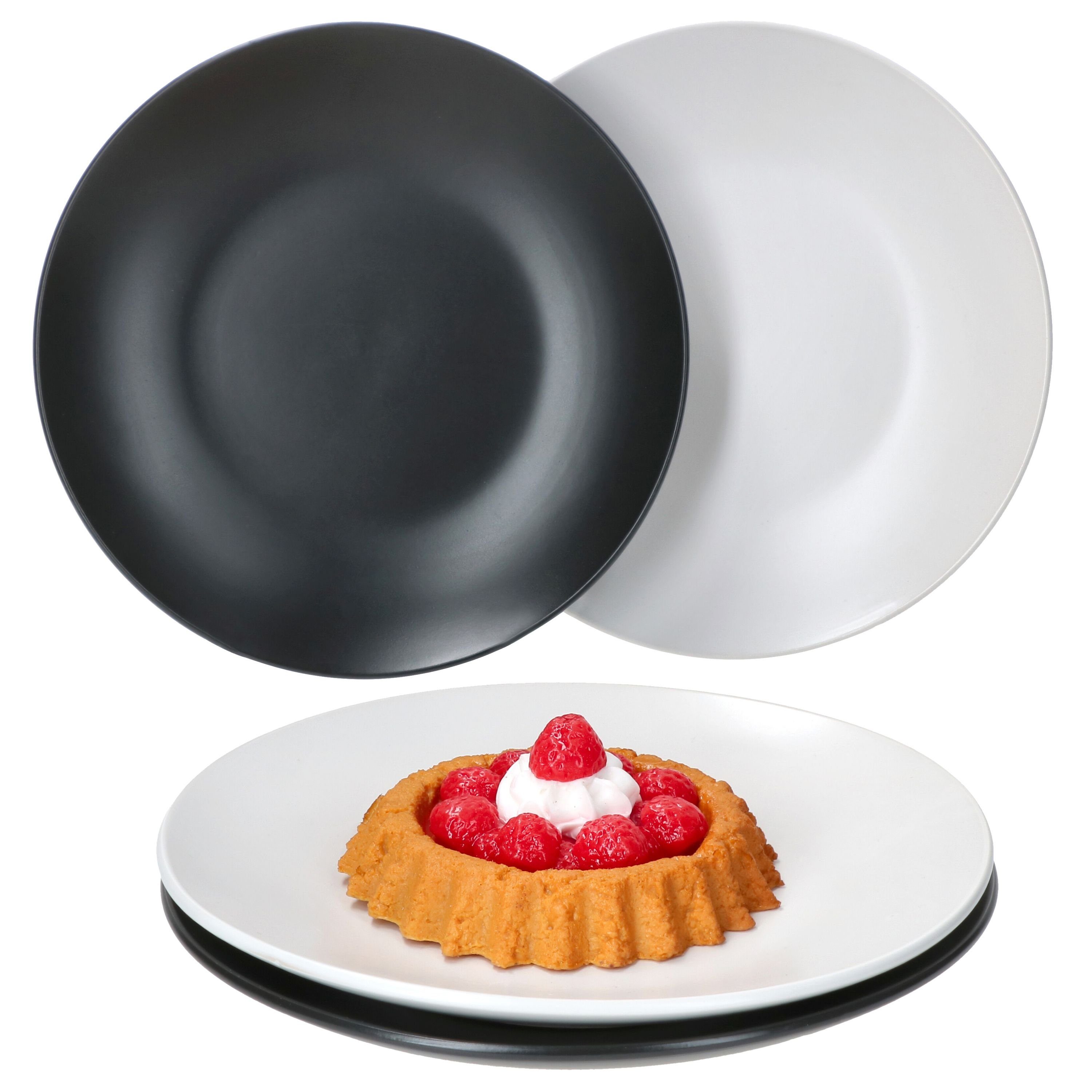 Frühstücksteller matt Bianco Kuchenteller 4 Schwarz 4x Dessertteller Weiß MamboCat Personen Nero
