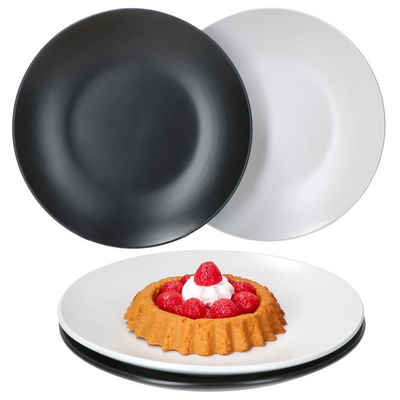 MamboCat Frühstücksteller 4x Nero Bianco Kuchenteller Weiß Schwarz matt 4 Personen Dessertteller