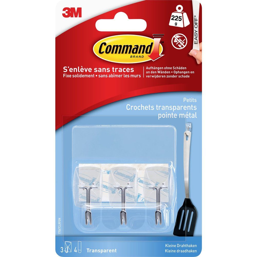 Klebehaken 3M Command™ Drahthaken klein Transparent, Metall Inhalt: 3 St.