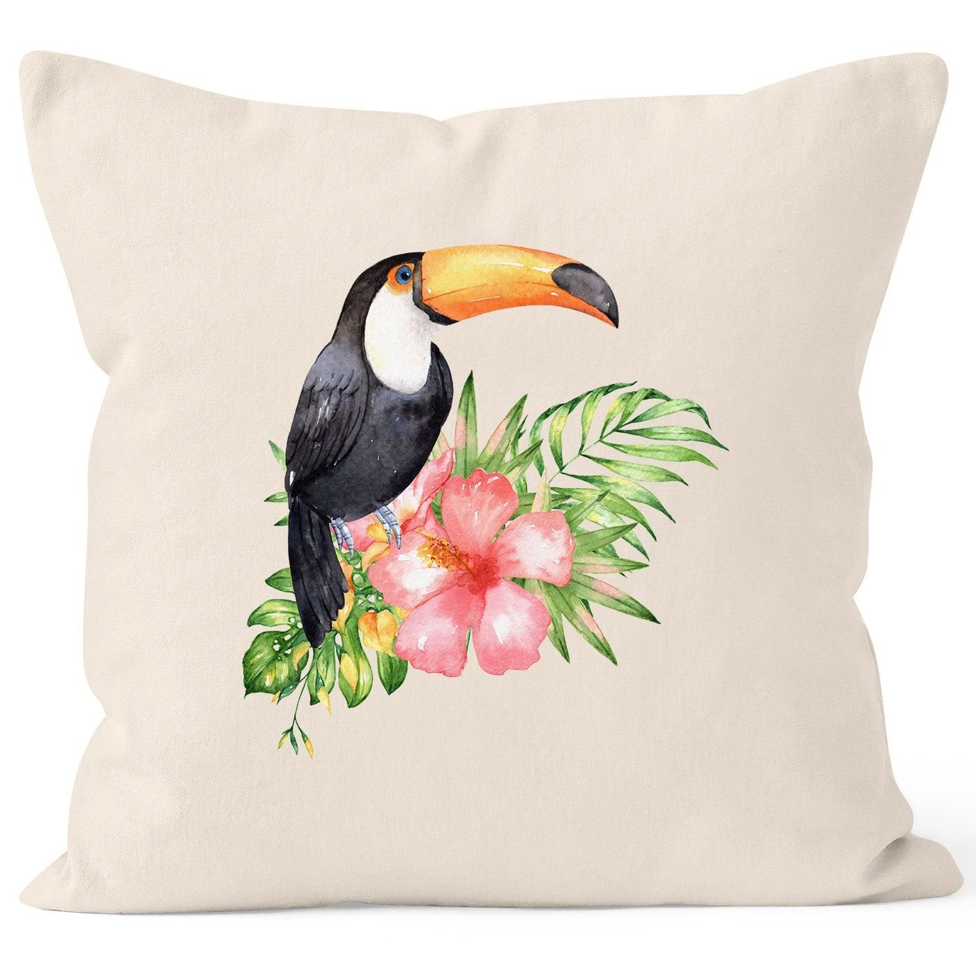 Autiga Dekokissen Kissenbezug Tucan Tropical Summer Jungle Paradise Hummingbird Kissen-Hülle Deko-Kissen Autiga® natur | Dekokissen